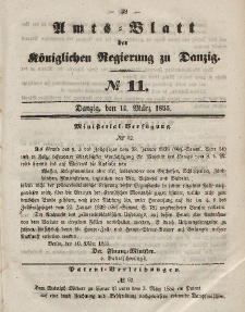 Amts-Blatt der Königlichen Regierung zu Danzig, 14. März 1855, Nr. 11