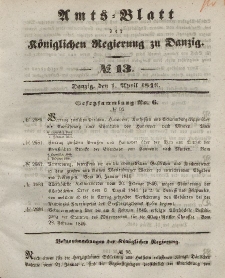 Amts-Blatt der Königlichen Regierung zu Danzig, 1. April 1846, Nr. 13