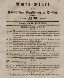 Amts-Blatt der Königlichen Regierung zu Danzig, 29. April 1846, Nr. 17
