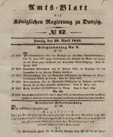 Amts-Blatt der Königlichen Regierung zu Danzig, 29. April 1846, Nr. 17