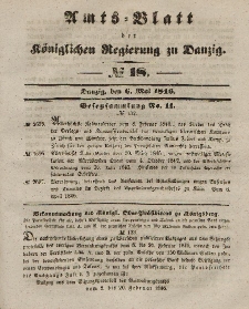 Amts-Blatt der Königlichen Regierung zu Danzig, 6. Mai 1846, Nr. 18