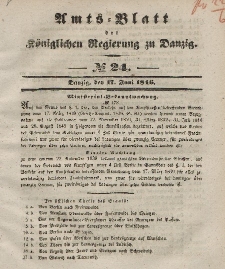 Amts-Blatt der Königlichen Regierung zu Danzig, 17. Juni 1846, Nr. 24