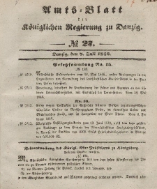 Amts-Blatt der Königlichen Regierung zu Danzig, 8. Juli 1846, Nr. 27