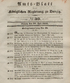 Amts-Blatt der Königlichen Regierung zu Danzig, 29. Juli 1846, Nr. 30