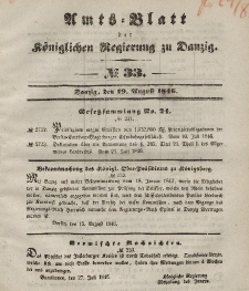 Amts-Blatt der Königlichen Regierung zu Danzig, 19. August 1846, Nr. 33