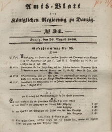 Amts-Blatt der Königlichen Regierung zu Danzig, 26. August 1846, Nr. 34
