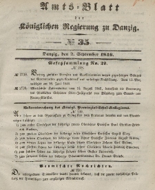 Amts-Blatt der Königlichen Regierung zu Danzig, 2. September 1846, Nr. 35