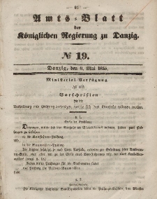 Amts-Blatt der Königlichen Regierung zu Danzig, 9. Mai 1855, Nr. 19