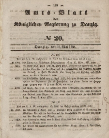 Amts-Blatt der Königlichen Regierung zu Danzig, 16. Mai 1855, Nr. 20