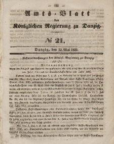 Amts-Blatt der Königlichen Regierung zu Danzig, 23. Mai 1855, Nr. 21