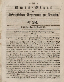 Amts-Blatt der Königlichen Regierung zu Danzig, 6. Juni 1855, Nr. 23