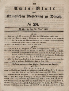 Amts-Blatt der Königlichen Regierung zu Danzig, 20. Juni 1855, Nr. 25