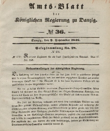 Amts-Blatt der Königlichen Regierung zu Danzig, 9. September 1846, Nr. 36