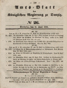 Amts-Blatt der Königlichen Regierung zu Danzig, 27. Juni 1855, Nr. 26
