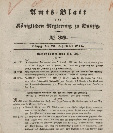 Amts-Blatt der Königlichen Regierung zu Danzig, 23. September 1846, Nr. 38