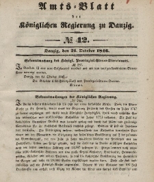Amts-Blatt der Königlichen Regierung zu Danzig, 21. Oktober 1846, Nr. 42