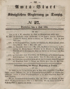 Amts-Blatt der Königlichen Regierung zu Danzig, 4. Juli 1855, Nr. 27
