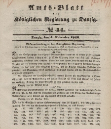 Amts-Blatt der Königlichen Regierung zu Danzig, 4. November 1846, Nr. 44