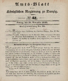 Amts-Blatt der Königlichen Regierung zu Danzig, 25. November 1846, Nr. 47