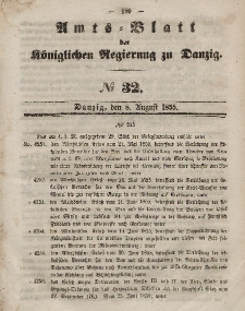 Amts-Blatt der Königlichen Regierung zu Danzig, 8. August 1855, Nr. 32