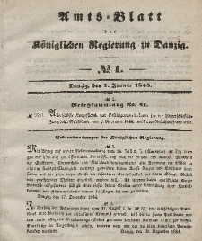 Amts-Blatt der Königlichen Regierung zu Danzig, 1. Januar 1845, Nr. 1