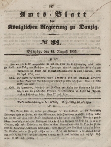Amts-Blatt der Königlichen Regierung zu Danzig, 15. August 1855, Nr. 33