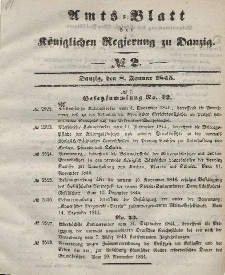 Amts-Blatt der Königlichen Regierung zu Danzig, 8. Januar 1845, Nr. 2