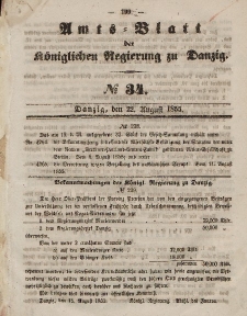 Amts-Blatt der Königlichen Regierung zu Danzig, 22. August 1855, Nr. 34