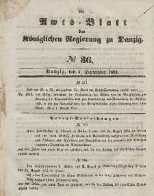 Amts-Blatt der Königlichen Regierung zu Danzig, 5. September 1855, Nr. 36