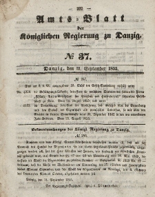 Amts-Blatt der Königlichen Regierung zu Danzig, 12. September 1855, Nr. 37