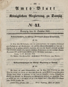 Amts-Blatt der Königlichen Regierung zu Danzig, 10. Oktober 1855, Nr. 41