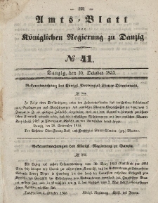Amts-Blatt der Königlichen Regierung zu Danzig, 10. Oktober 1855, Nr. 41
