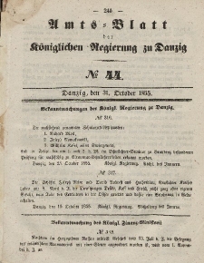 Amts-Blatt der Königlichen Regierung zu Danzig, 31. Oktober 1855, Nr. 44