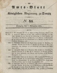 Amts-Blatt der Königlichen Regierung zu Danzig, 7. November 1855, Nr. 45