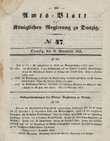 Amts-Blatt der Königlichen Regierung zu Danzig, 21. November 1855, Nr. 47