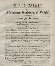 Amts-Blatt der Königlichen Regierung zu Danzig, 26. Februar 1845, Nr. 9