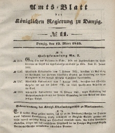Amts-Blatt der Königlichen Regierung zu Danzig, 12. März 1845, Nr. 11