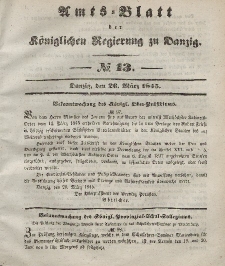 Amts-Blatt der Königlichen Regierung zu Danzig, 26. März 1845, Nr. 13