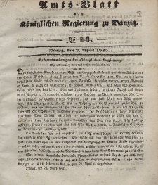 Amts-Blatt der Königlichen Regierung zu Danzig, 2. April 1845, Nr. 14