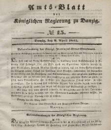 Amts-Blatt der Königlichen Regierung zu Danzig, 9. April 1845, Nr. 15