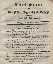 Amts-Blatt der Königlichen Regierung zu Danzig, 30. April 1845, Nr. 18