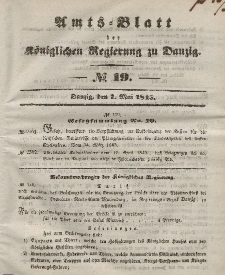 Amts-Blatt der Königlichen Regierung zu Danzig, 7. Mai 1845, Nr. 19