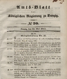 Amts-Blatt der Königlichen Regierung zu Danzig, 14. Mai 1845, Nr. 20