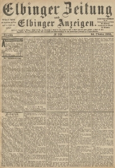 Elbinger Zeitung und Elbinger Anzeigen, Nr. 249 Sonntag 24. Oktober 1886