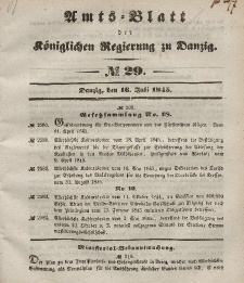 Amts-Blatt der Königlichen Regierung zu Danzig, 16. Juli 1845, Nr. 29