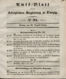 Amts-Blatt der Königlichen Regierung zu Danzig, 27. August 1845, Nr. 35