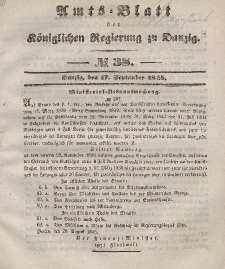 Amts-Blatt der Königlichen Regierung zu Danzig, 17. September 1845, Nr. 38