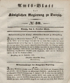 Amts-Blatt der Königlichen Regierung zu Danzig, 1. Oktober 1845, Nr. 40