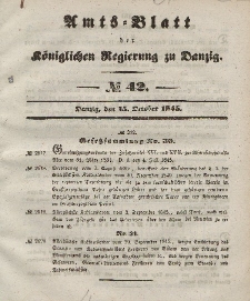 Amts-Blatt der Königlichen Regierung zu Danzig, 15. Oktober 1845, Nr. 42