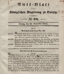 Amts-Blatt der Königlichen Regierung zu Danzig, 26. November 1845, Nr. 48